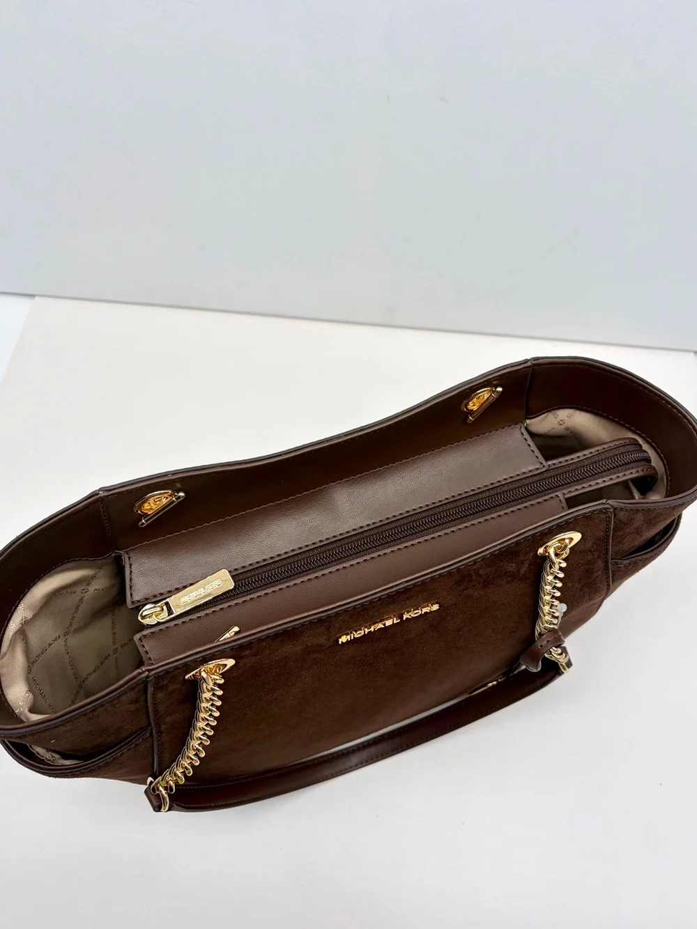 Michael Kors Jet Set Travel Suede Chain Tote Shoulder Bag